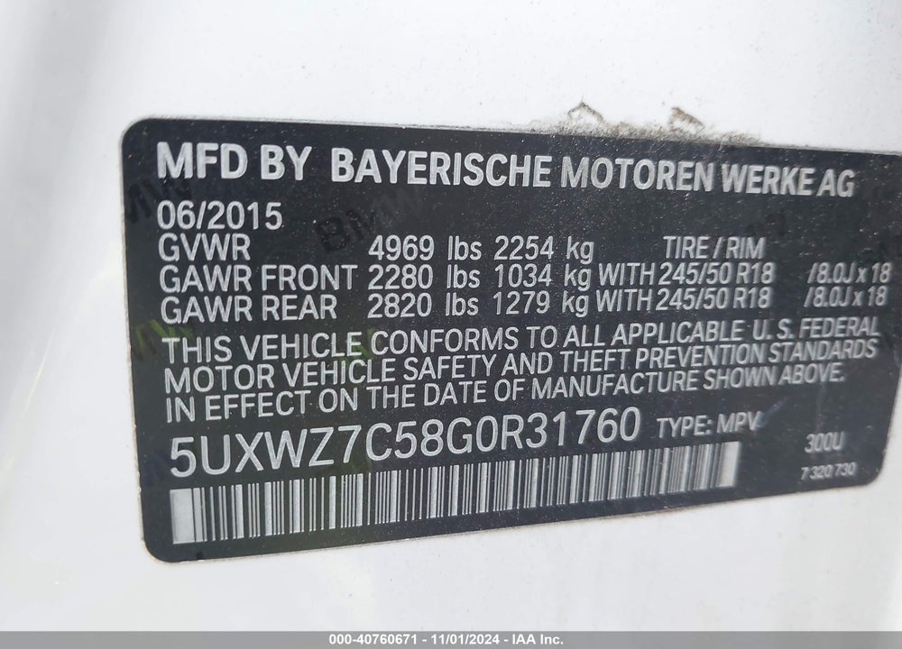 2016 BMW X3 SDRIVE28I VIN: 5UXWZ7C58G0R31760