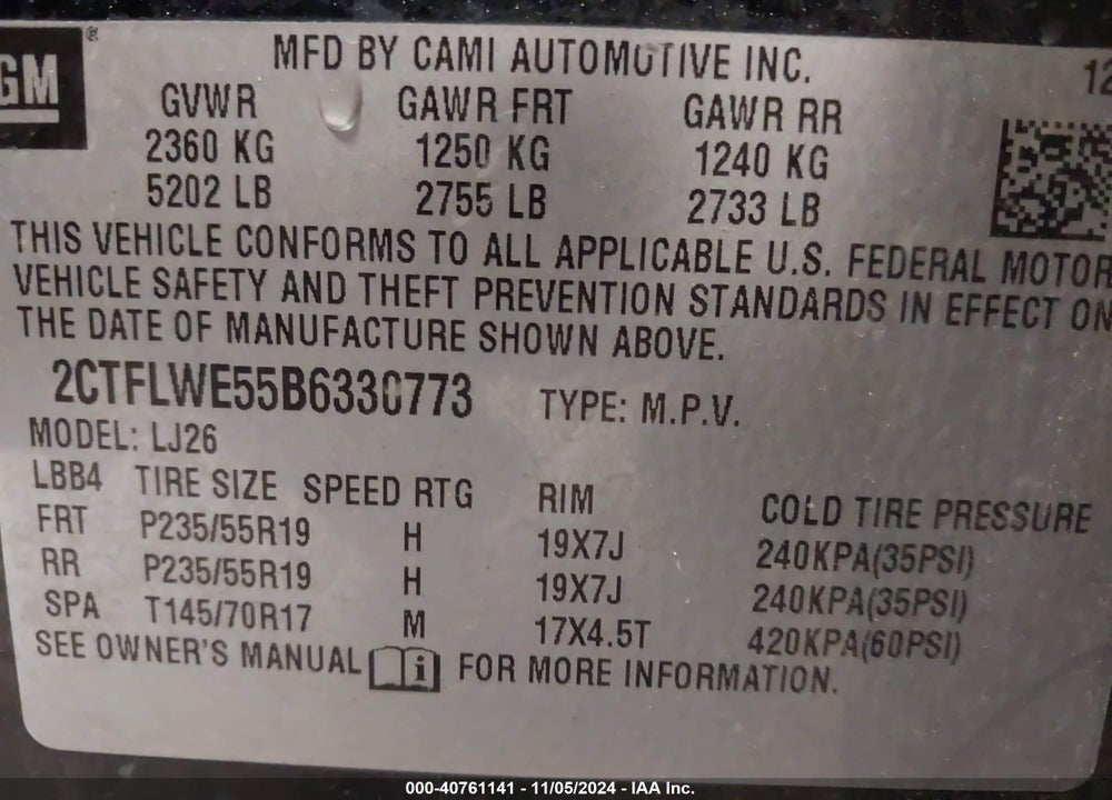 2011 GMC TERRAIN SLT-2 VIN: 2CTFLWE55B6330773