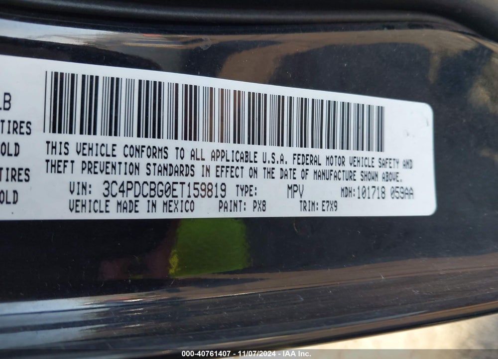 2014 DODGE JOURNEY SXT VIN: 3C4PDCBG0ET159819