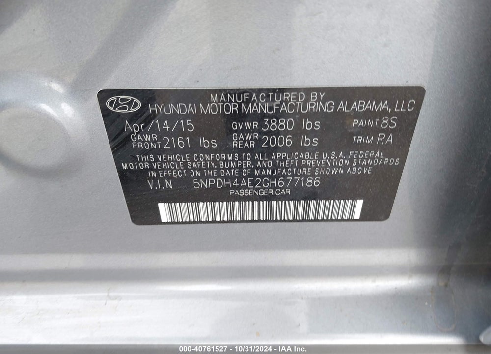 2016 HYUNDAI ELANTRA SE VIN: 5NPDH4AE2GH677186