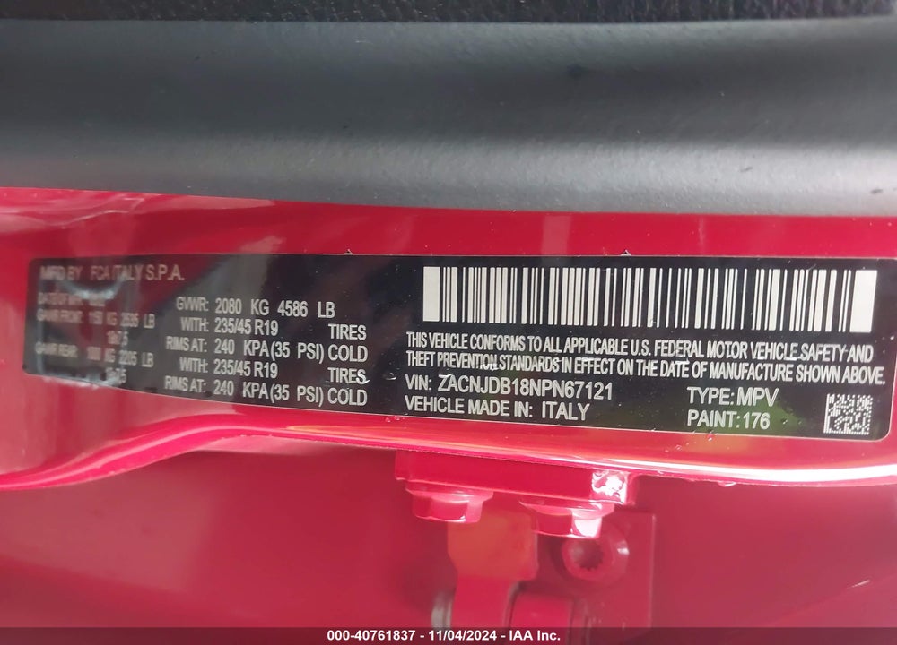 2022 JEEP RENEGADE (RED) EDITION 4X4 VIN: ZACNJDB18NPN67121