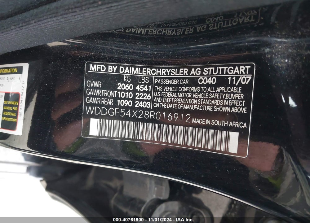 2008 MERCEDES-BENZ C 300 LUXURY/SPORT VIN: WDDGF54X28R016912