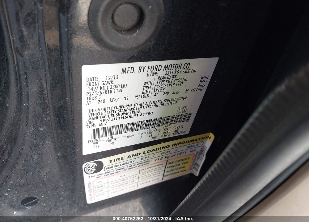 2014 FORD EXPEDITION XLT VIN: 1FMJU1H50EEF21580