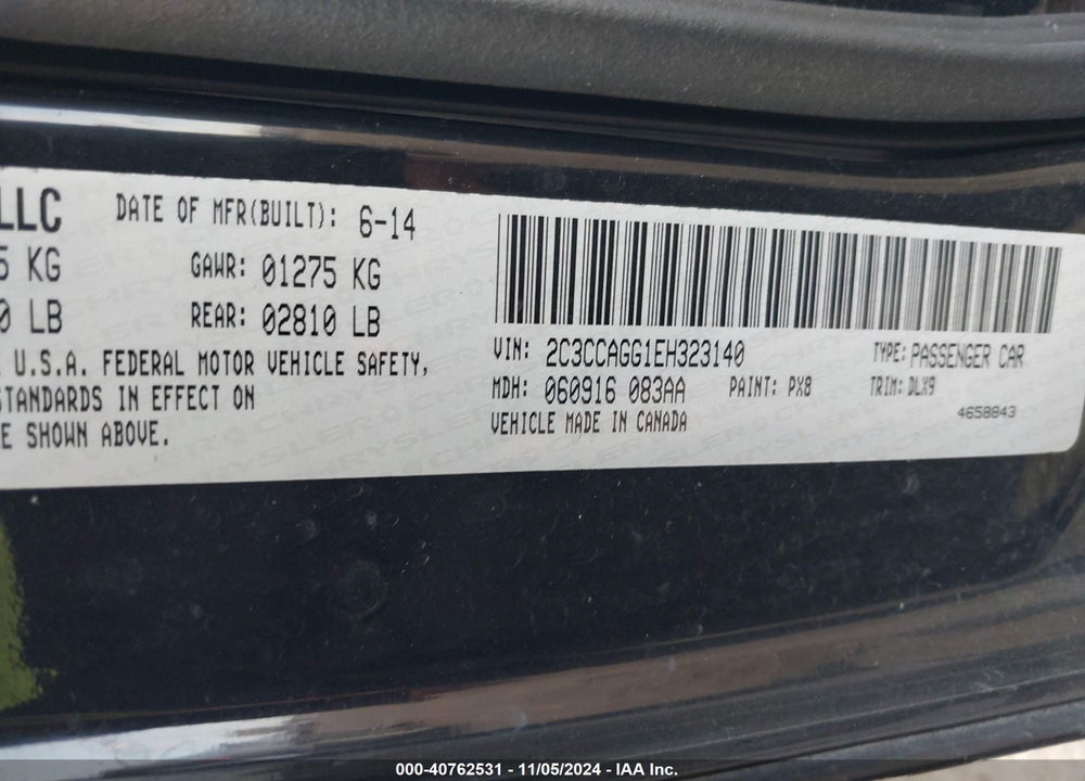 2014 CHRYSLER 300 VIN: 2C3CCAGG1EH323140