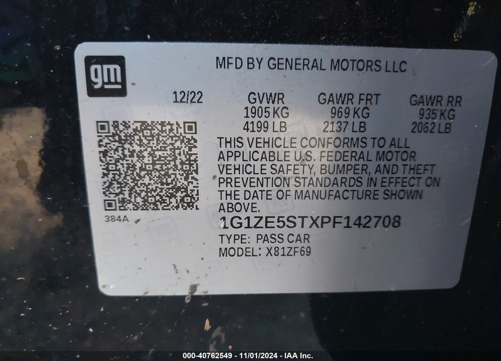 2023 CHEVROLET MALIBU FWD 2LT VIN: 1G1ZE5STXPF142708