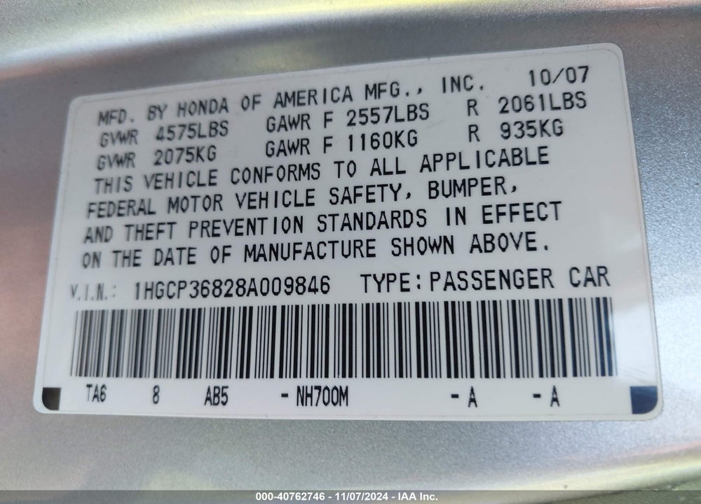 2008 HONDA ACCORD 3.5 EX-L VIN: 1HGCP36828A009846