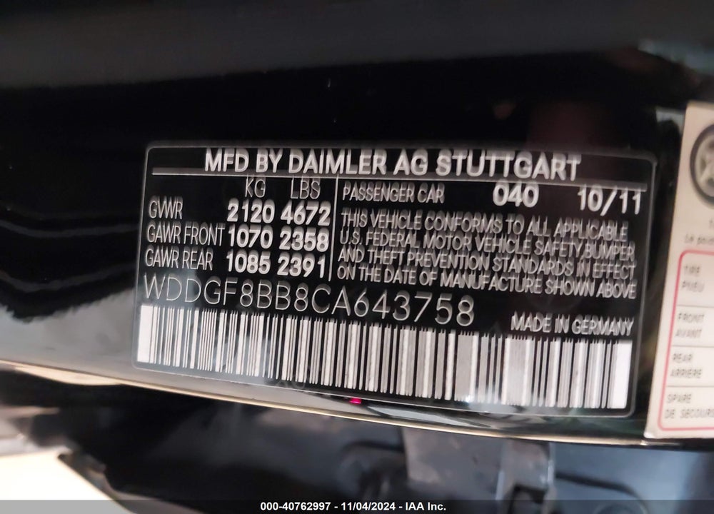 2012 MERCEDES-BENZ C 300 LUXURY 4MATIC/SPORT 4MATIC VIN: WDDGF8BB8CA643758