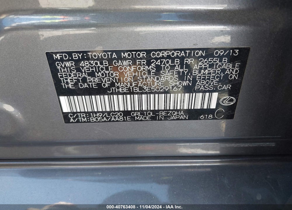 2014 LEXUS GS 350 VIN: JTHBE1BL3E5029167