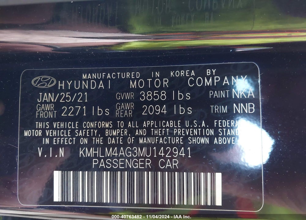 2021 HYUNDAI ELANTRA SEL VIN: KMHLM4AG3MU142941