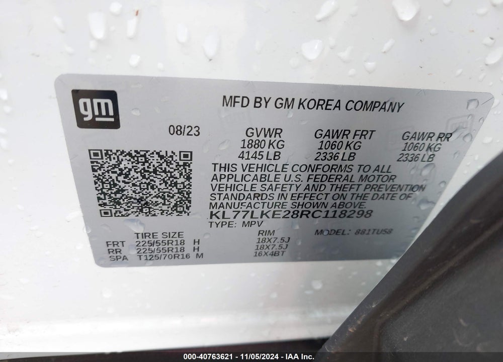 2024 CHEVROLET TRAX FWD ACTIV VIN: KL77LKE28RC118298