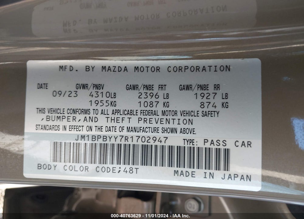 2024 MAZDA 3 2.5 CARBON TURBO VIN: JM1BPBYY7R1702947