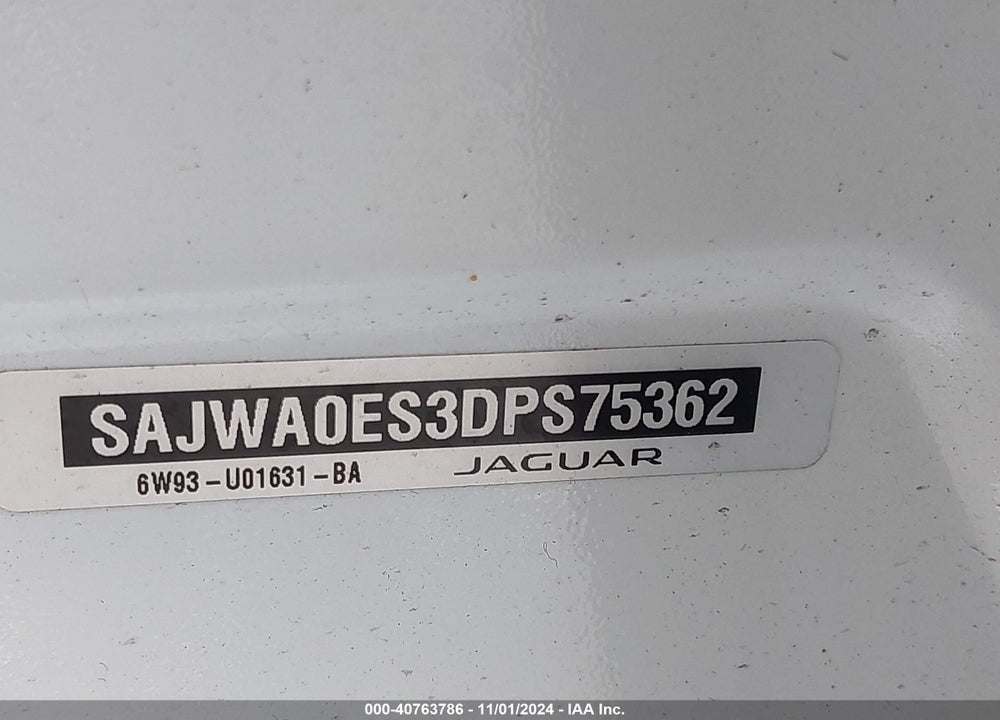 2013 JAGUAR XF I4 T VIN: SAJWA0ES3DPS75362