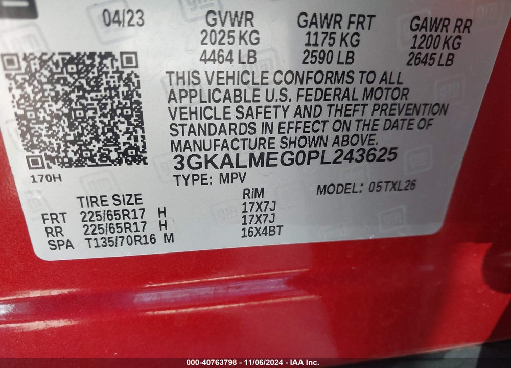 2023 GMC TERRAIN FWD SLE VIN: 3GKALMEG0PL243625