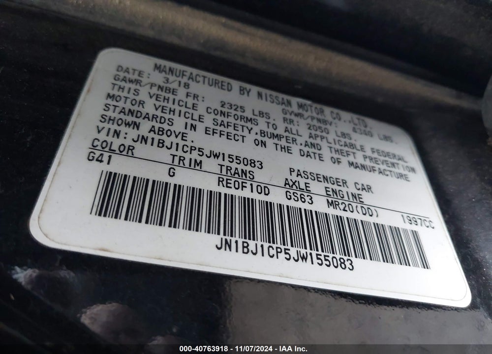 2018 NISSAN ROGUE SPORT S VIN: JN1BJ1CP5JW155083