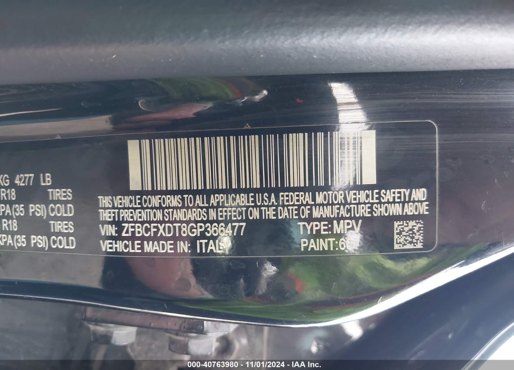 2016 FIAT 500X LOUNGE VIN: ZFBCFXDT8GP366477