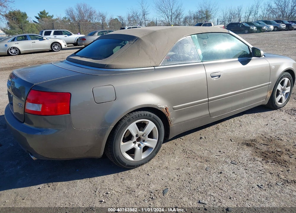 2004 AUDI A4 3.0 VIN: WAUDT48H14K019514