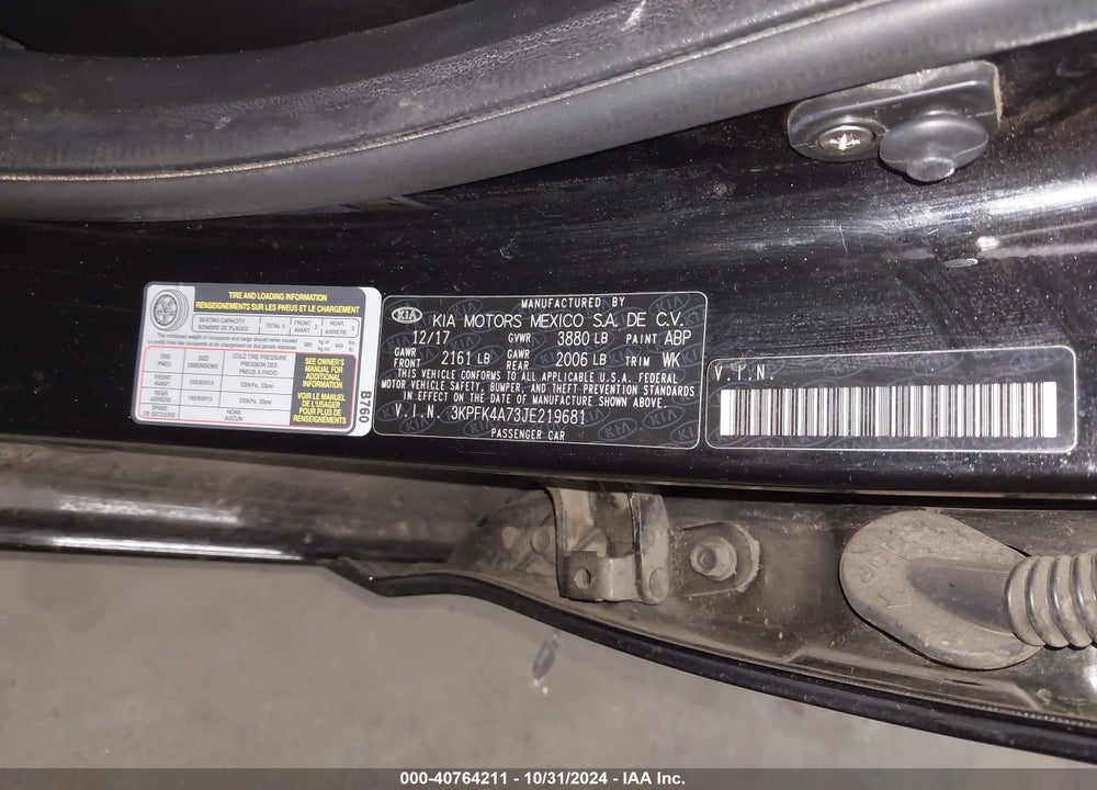 2018 KIA FORTE LX VIN: 3KPFK4A73JE219681