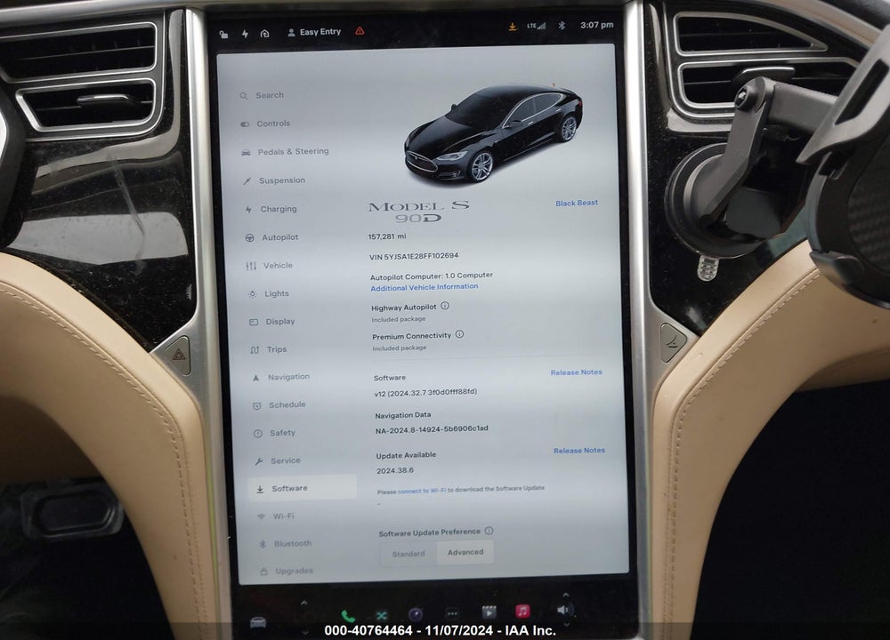 2015 TESLA MODEL S 70D/85D/P85D VIN: 5YJSA1E28FF102694