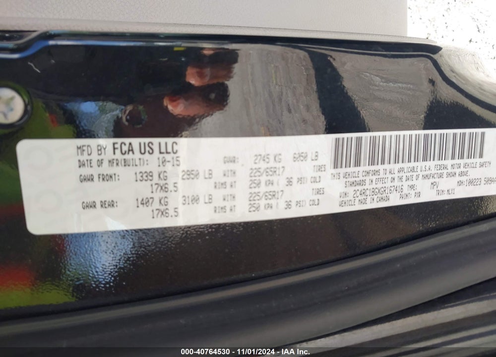 2016 CHRYSLER TOWN & COUNTRY TOURING VIN: 2C4RC1BGXGR167416
