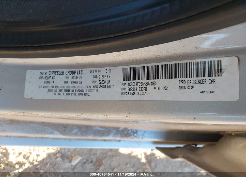 2010 CHRYSLER SEBRING TOURING VIN: 1C3CC4FB9AN207483