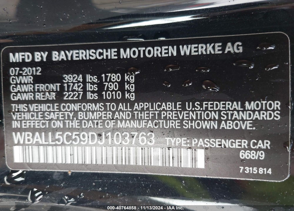 2013 BMW Z4 SDRIVE28I VIN: WBALL5C59DJ103763