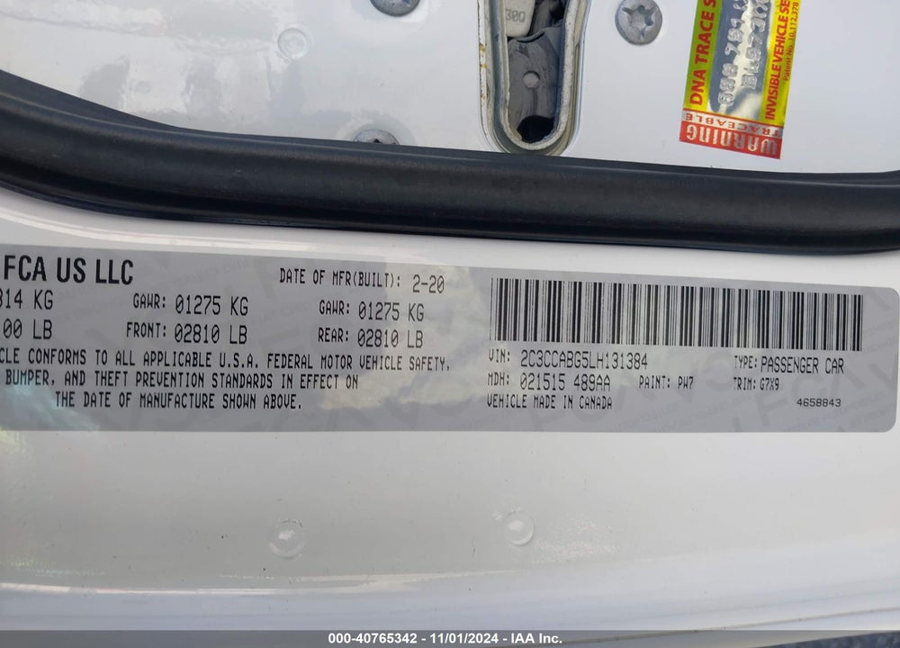 2020 CHRYSLER 300 300S VIN: 2C3CCABG5LH131384