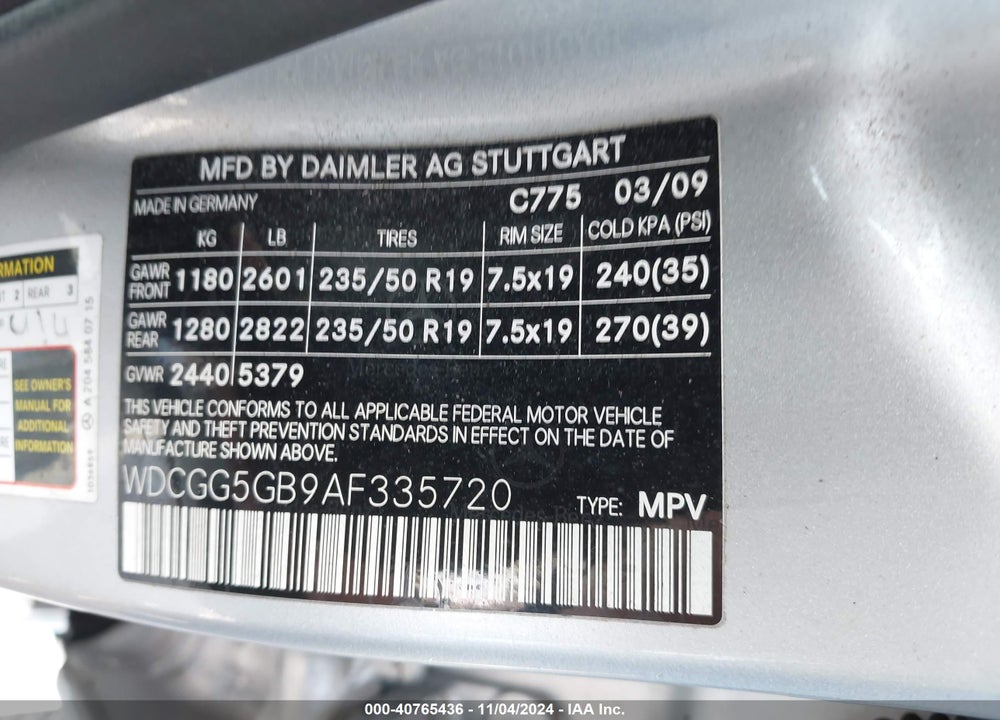 2010 MERCEDES-BENZ GLK 350 VIN: WDCGG5GB9AF335720