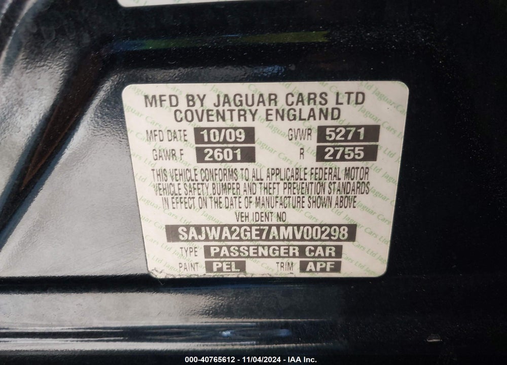 2010 JAGUAR XJ SUPER V8 VIN: SAJWA2GE7AMV00298