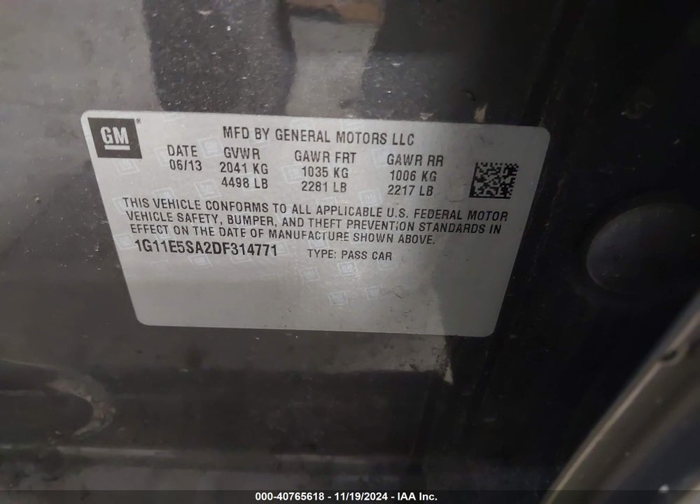 2013 CHEVROLET MALIBU VIN: 1G11E5SA2DF314771