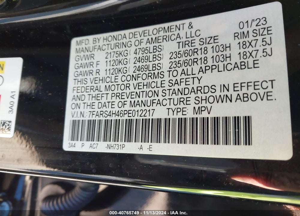 2023 HONDA CR-V EX AWD VIN: 7FARS4H46PE012217