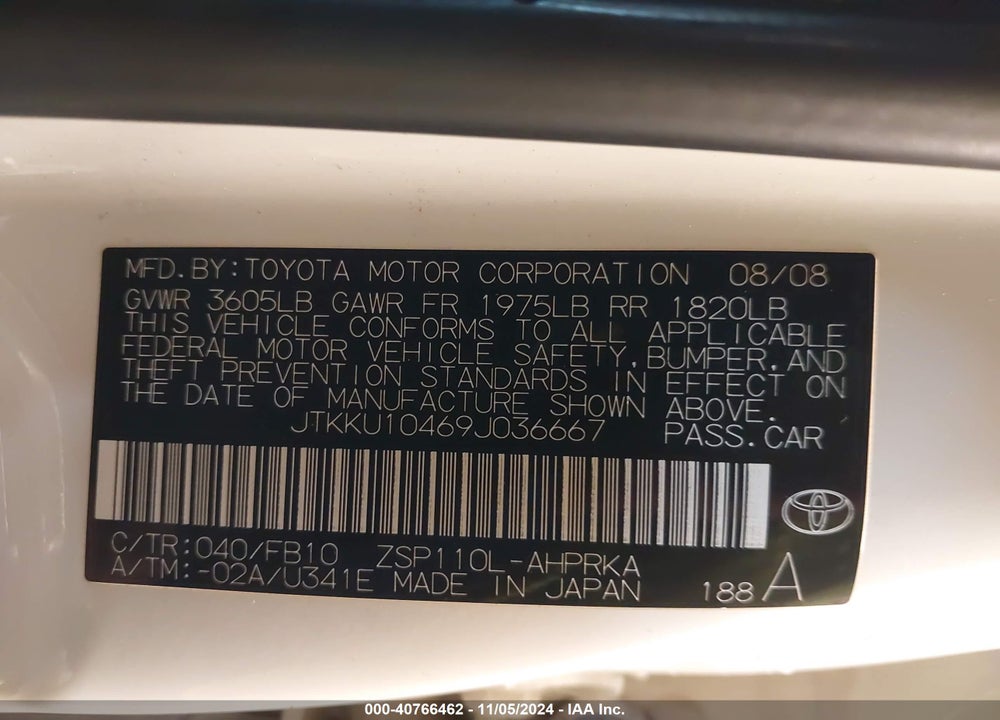 2009 SCION XD VIN: JTKKU10469J036667