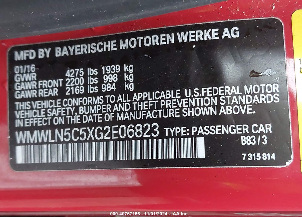 2016 MINI CLUBMAN COOPER VIN: WMWLN5C5XG2E06823