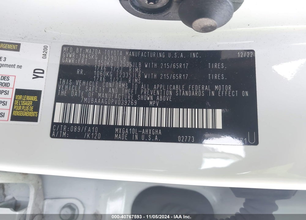 2023 TOYOTA COROLLA CROSS LE VIN: 7MUBAAAG0PV039269