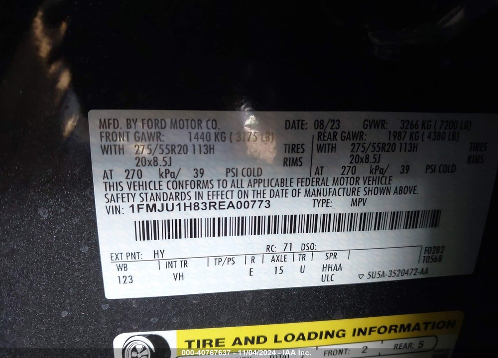 2024 FORD EXPEDITION XLT VIN: 1FMJU1H83REA00773