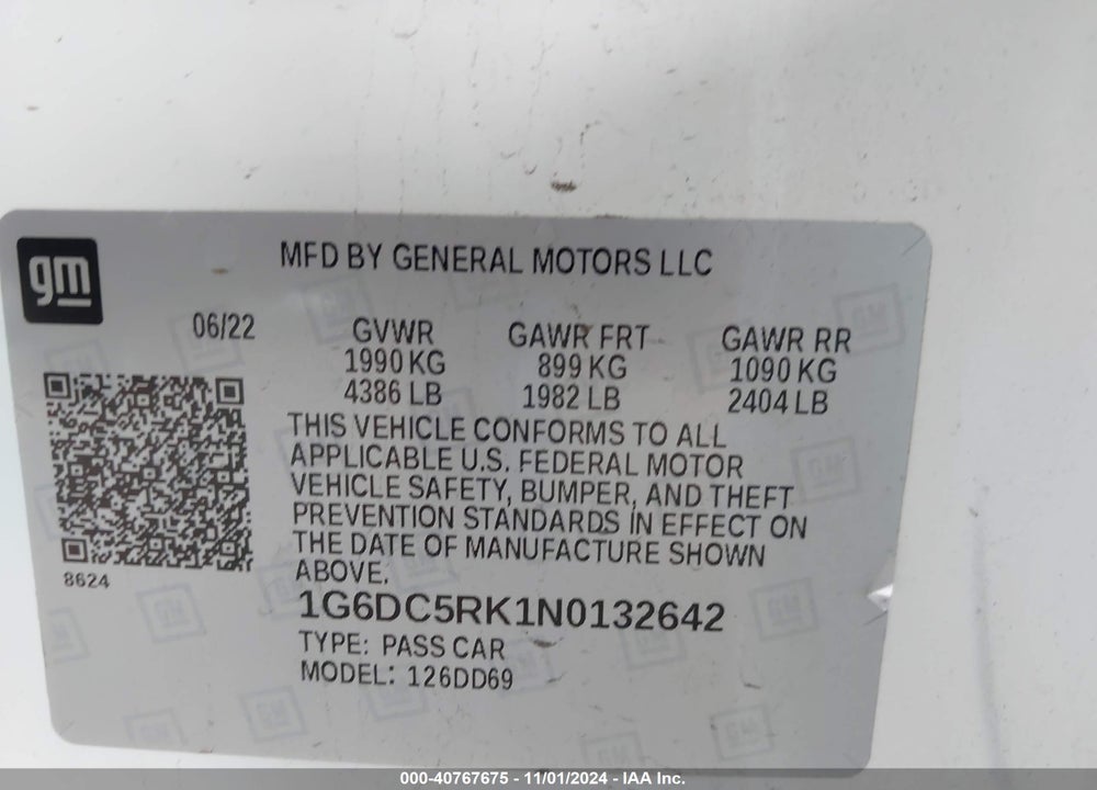 2022 CADILLAC CT4 SPORT VIN: 1G6DC5RK1N0132642