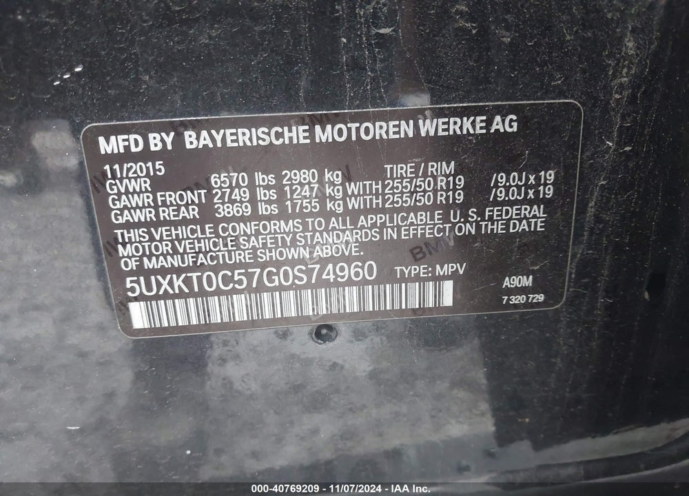 2016 BMW X5 EDRIVE XDRIVE40E VIN: 5UXKT0C57G0S74960