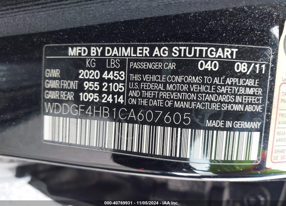 2012 MERCEDES-BENZ C 250 LUXURY/SPORT VIN: WDDGF4HB1CA607605