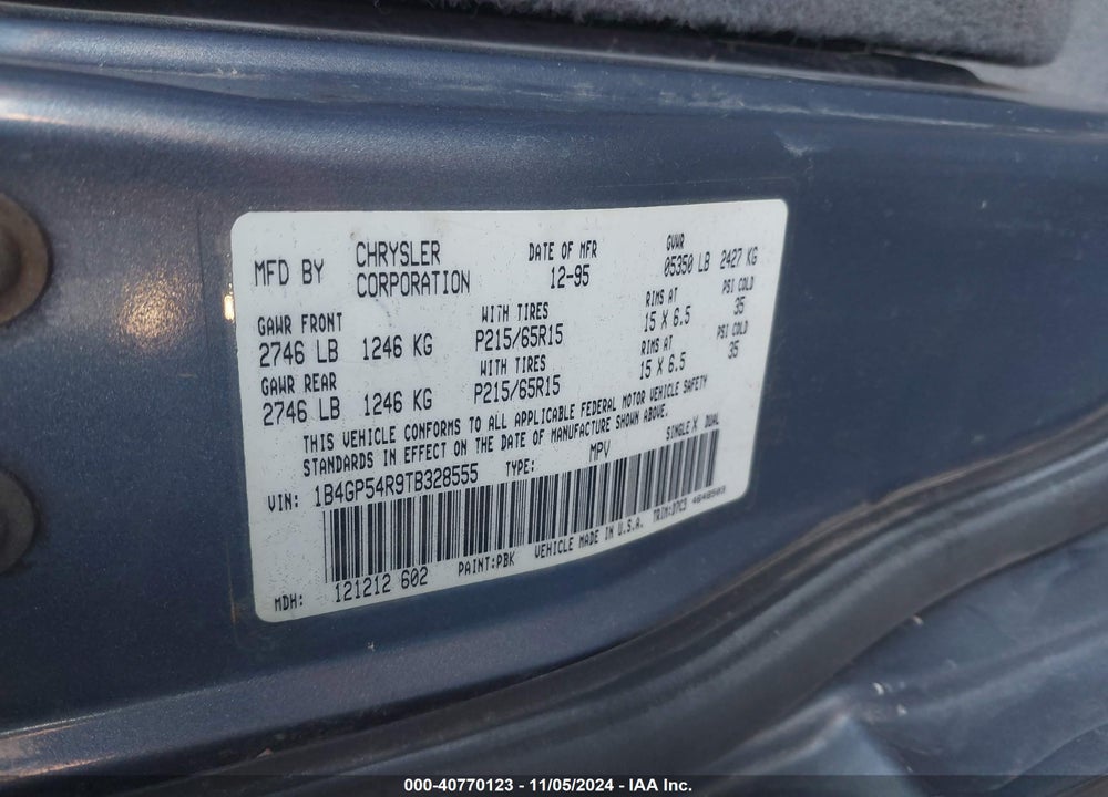 1996 DODGE GRAND CARAVAN LE/ES VIN: 1B4GP54R9TB328555