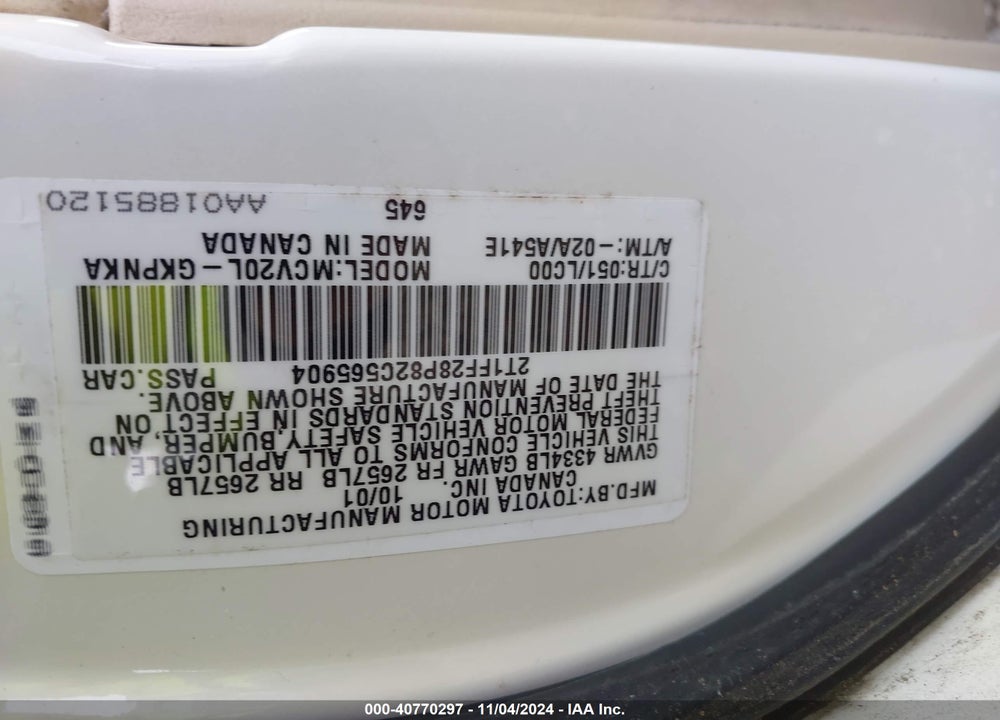 2002 TOYOTA CAMRY SOLARA SLE V6 VIN: 2T1FF28P82C565904
