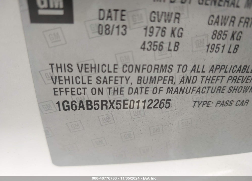 2014 CADILLAC ATS LUXURY VIN: 1G6AB5RX5E0112265