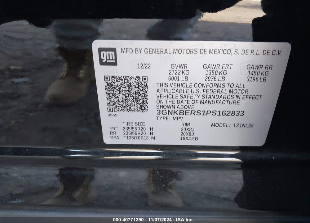 2023 CHEVROLET BLAZER FWD RS VIN: 3GNKBERS1PS162833