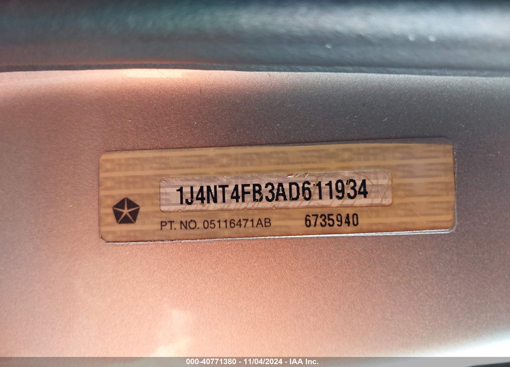 2010 JEEP COMPASS SPORT VIN: 1J4NT4FB3AD611934