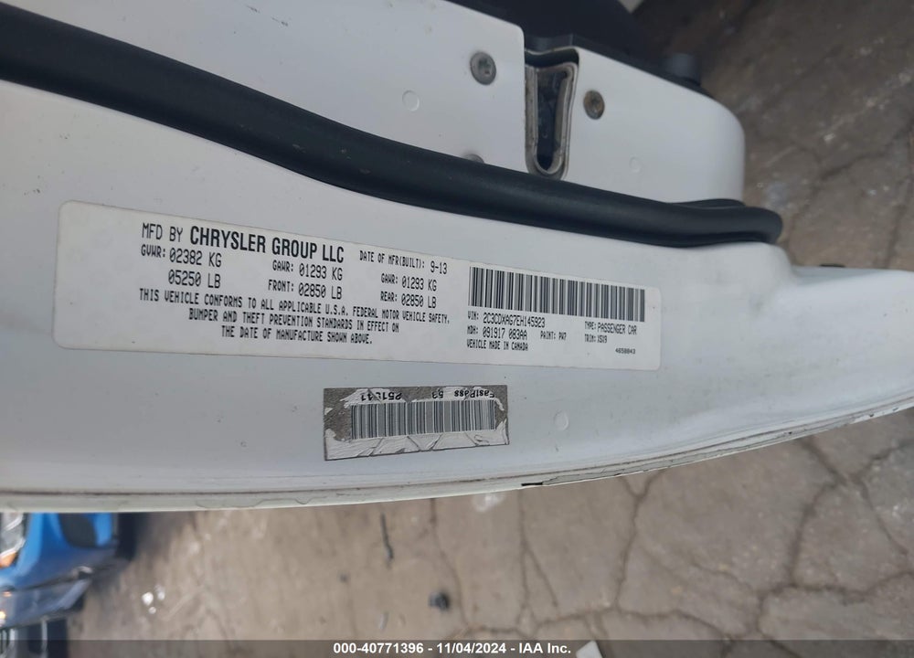 2014 DODGE CHARGER POLICE VIN: 2C3CDXAG7EH145923