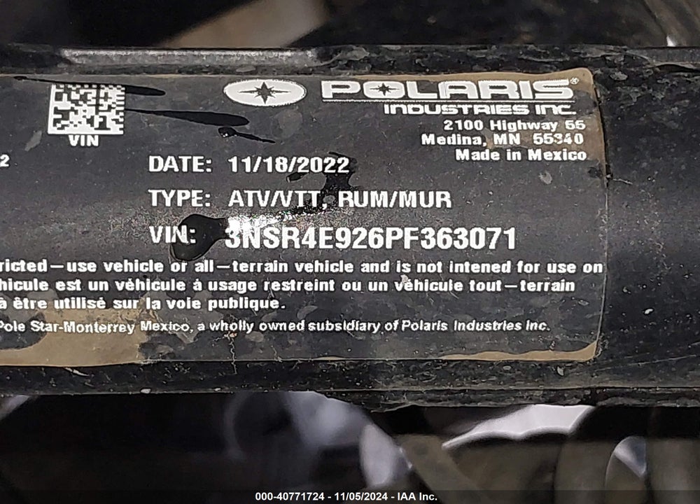 2023 POLARIS RZR PRO XP 4 SPORT VIN: 3NSR4E926PF363071