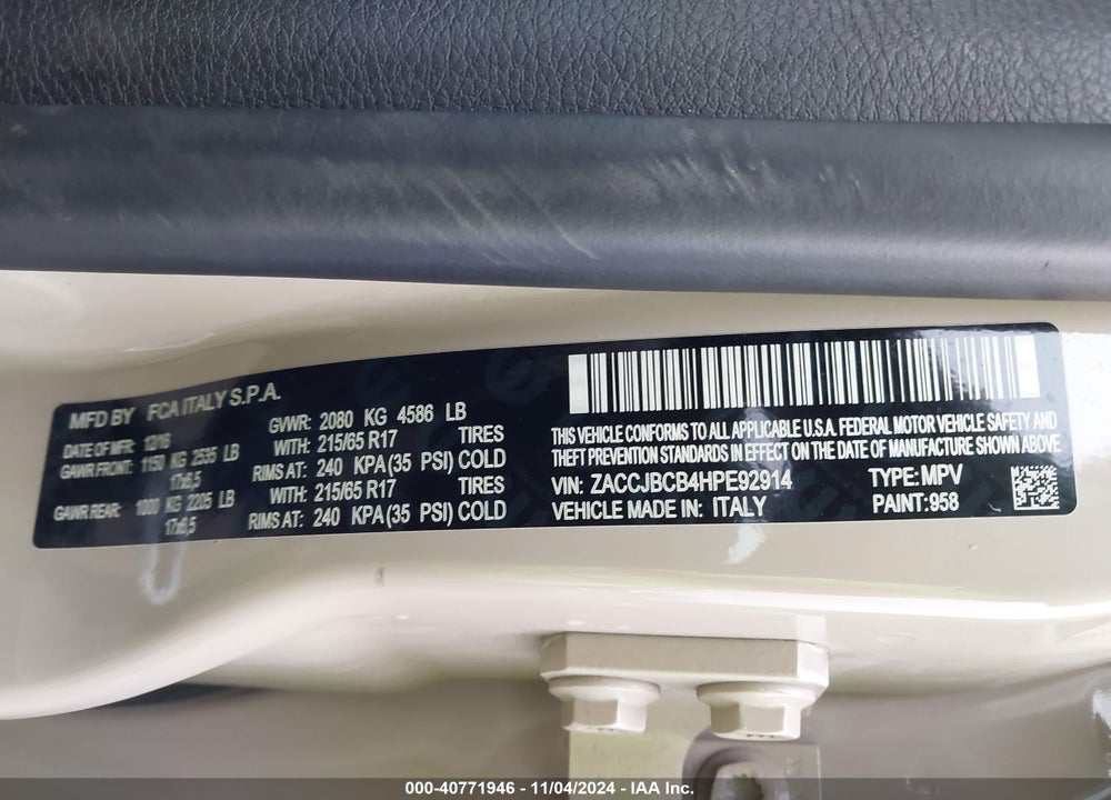 2017 JEEP RENEGADE DESERTHAWK 4X4 VIN: ZACCJBCB4HPE92914