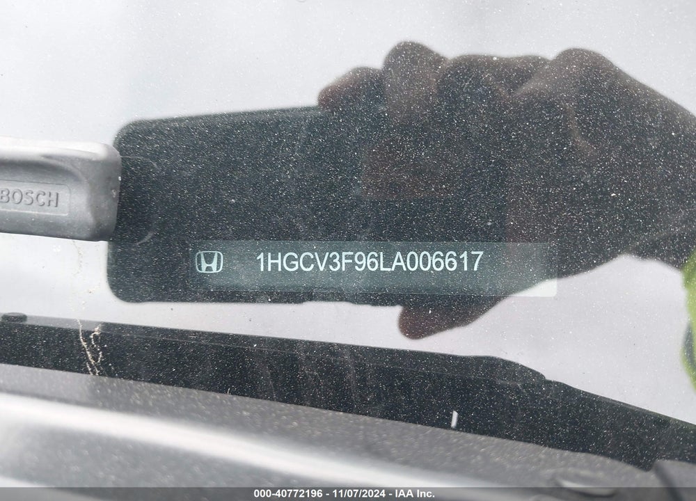 2020 HONDA ACCORD HYBRID TOURING VIN: 1HGCV3F96LA006617