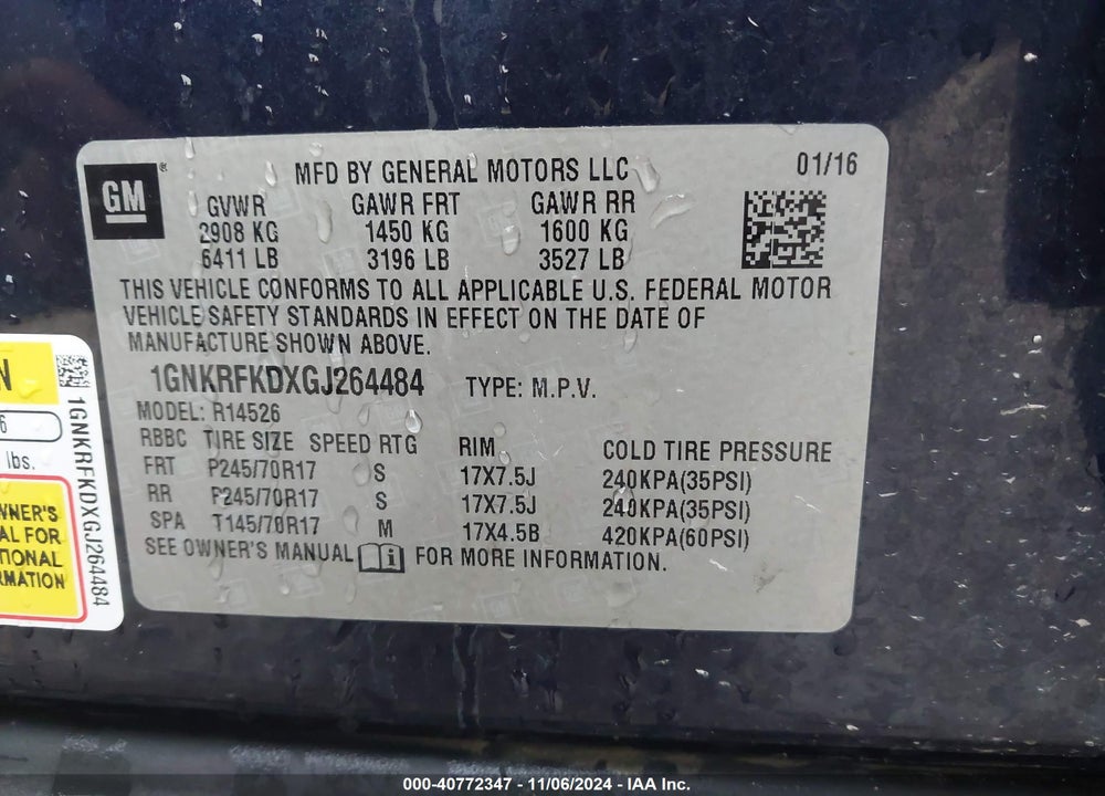 2016 CHEVROLET TRAVERSE LS VIN: 1GNKRFKDXGJ264484