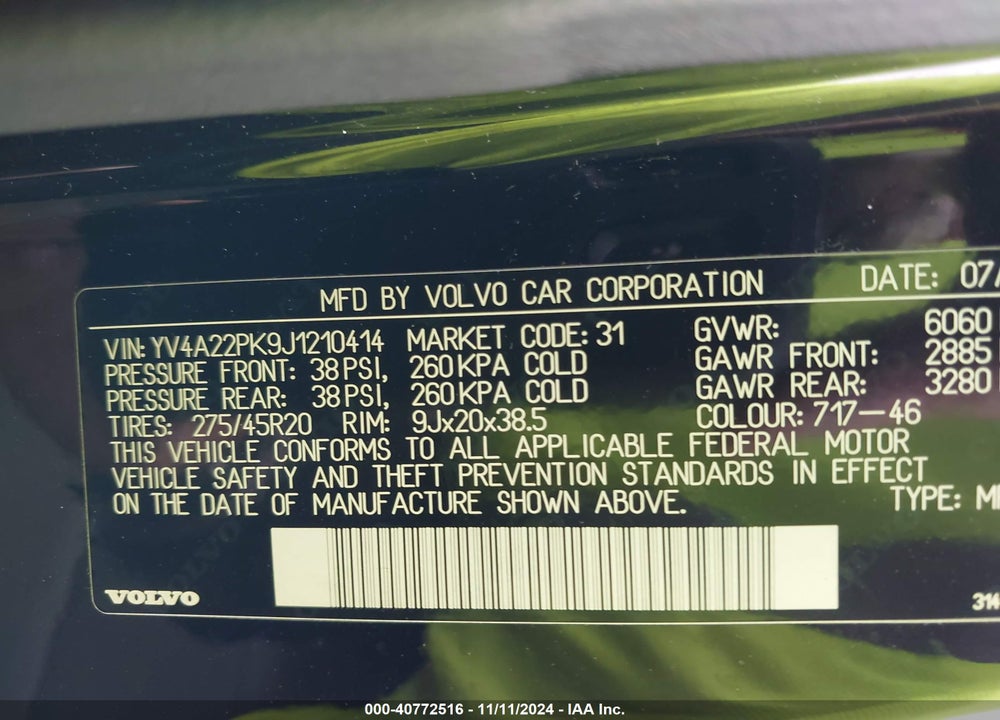 2018 VOLVO XC90 T6 MOMENTUM VIN: YV4A22PK9J1210414