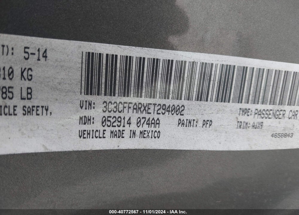 2014 FIAT 500 POP VIN: 3C3CFFARXET294002