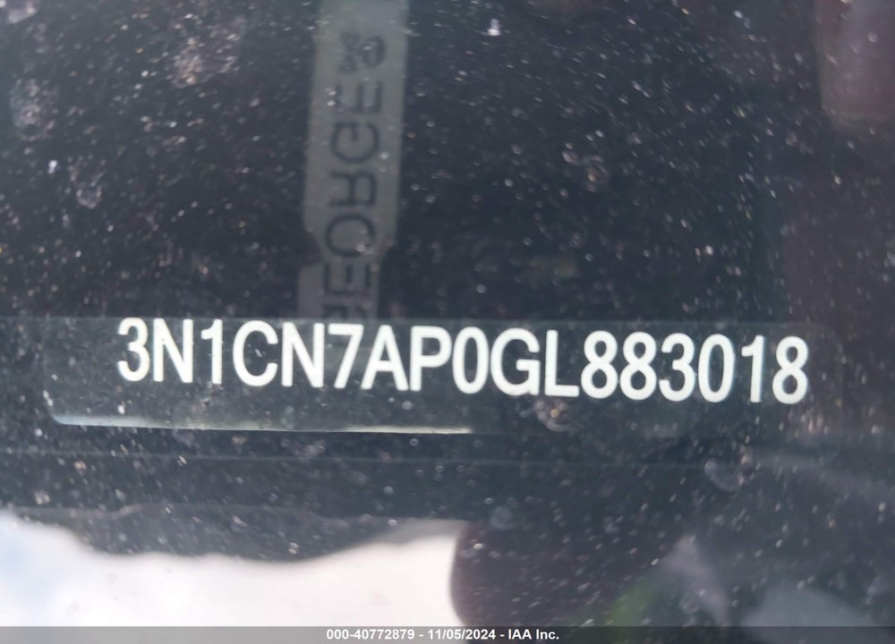 2016 NISSAN VERSA VIN: 3N1CN7AP0GL883018